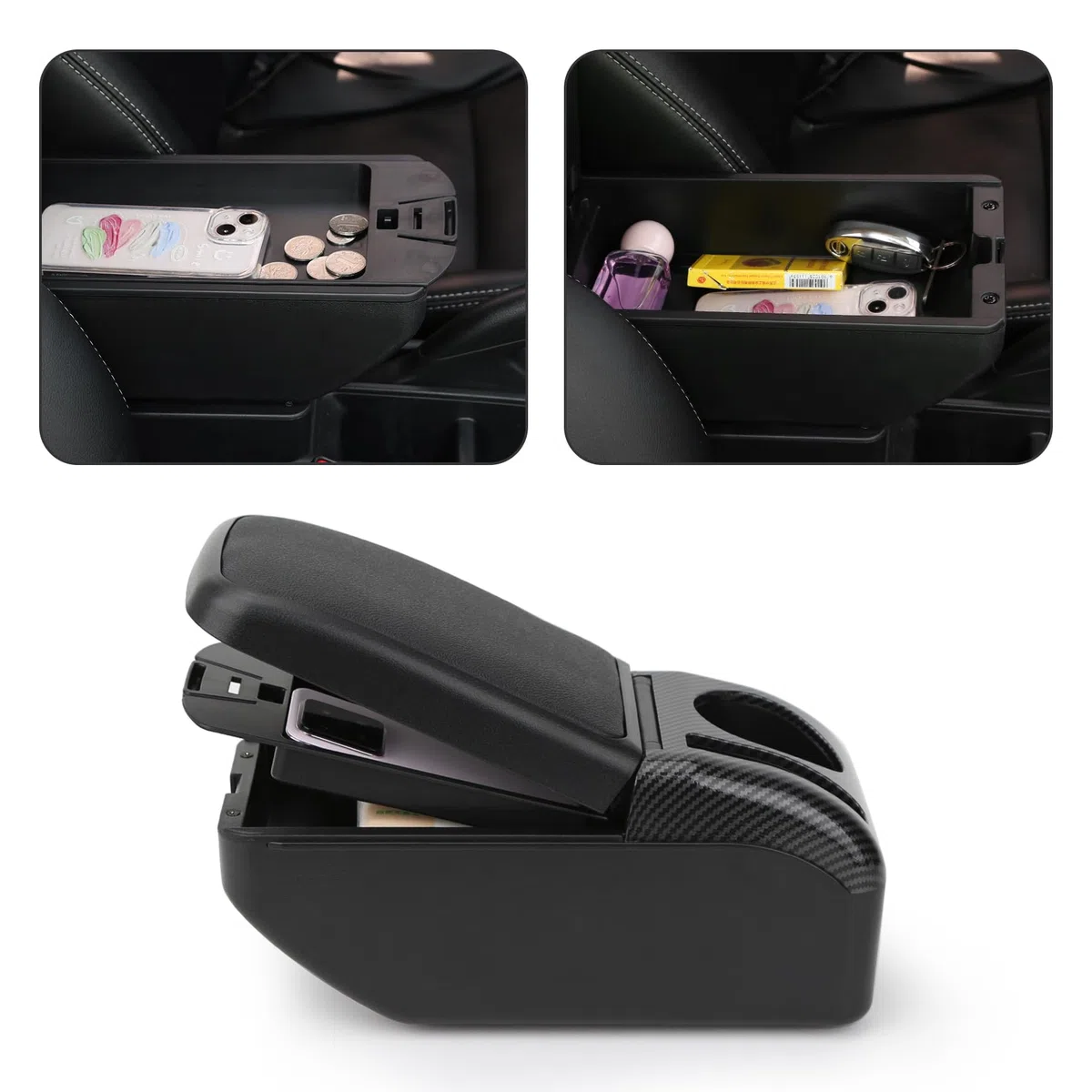YJYWZH Compatible with Volkswagen Polo Braccioli Polo 9N 3 2002-2009 Bracciolo Doppio Strato Auto Console Centrale Scatola Portaoggetti Supporto del Braccio Interni Parti e Accessori