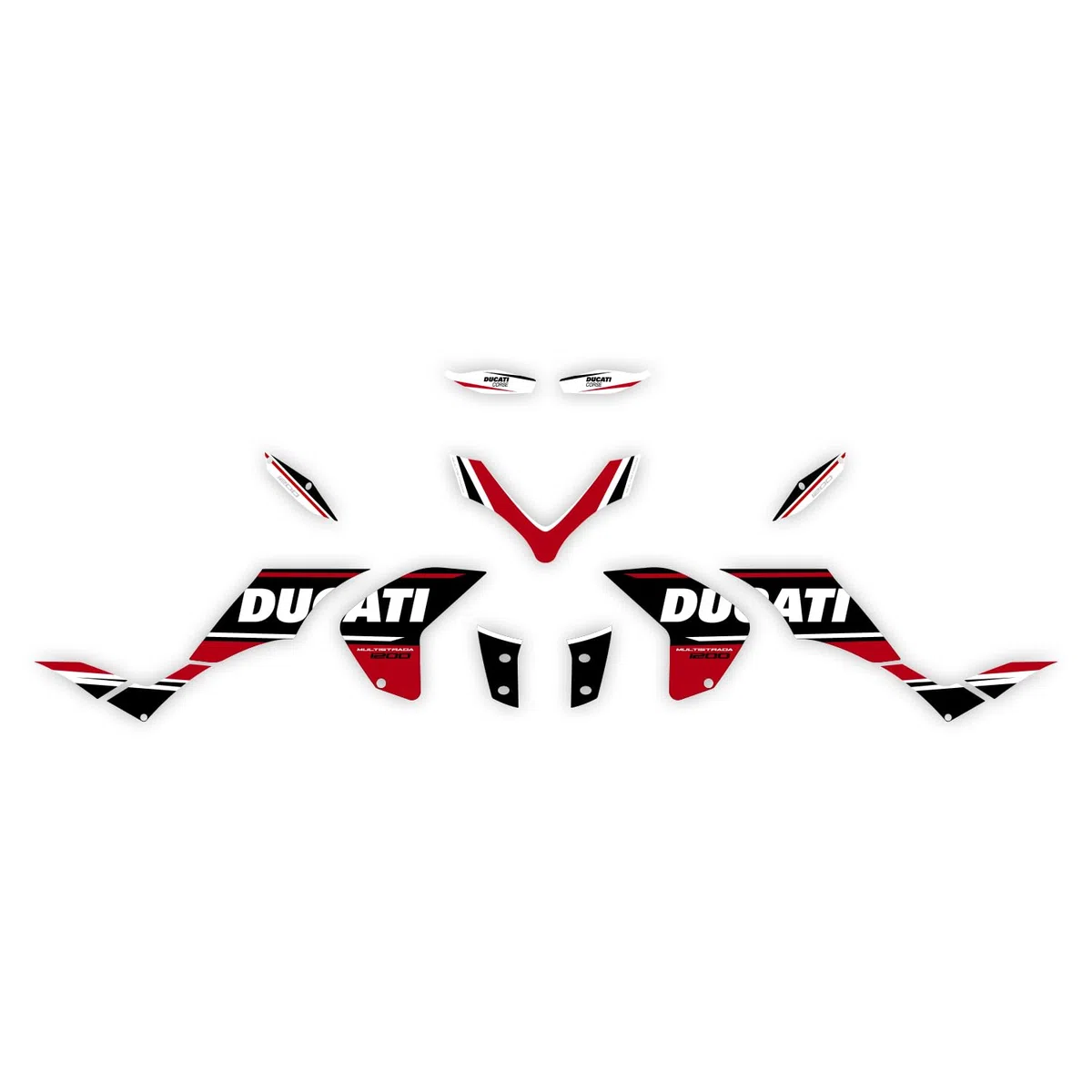 Az Graphishop Kit Adesivi Carena Compatibile con Ducati Multistrada 1200 2010 – 2014 FS-MULTI-10-14 (Black & Red, Red, 2010-2012)