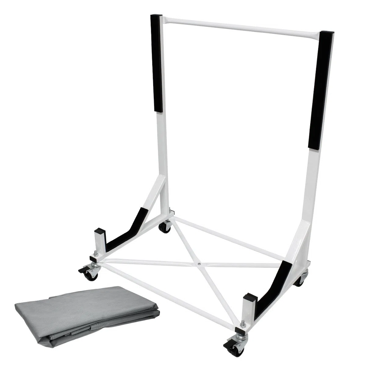 ECD Germany Supporto Hardtop Carrello Porta Hard Top Tettuccio per Auto Convertibile - Acciaio - Bianco - 75 x 52 x 93 cm Supporto Rigido Capote con Telo di Copertura XXL con 4 Ruote di Bloccaggio