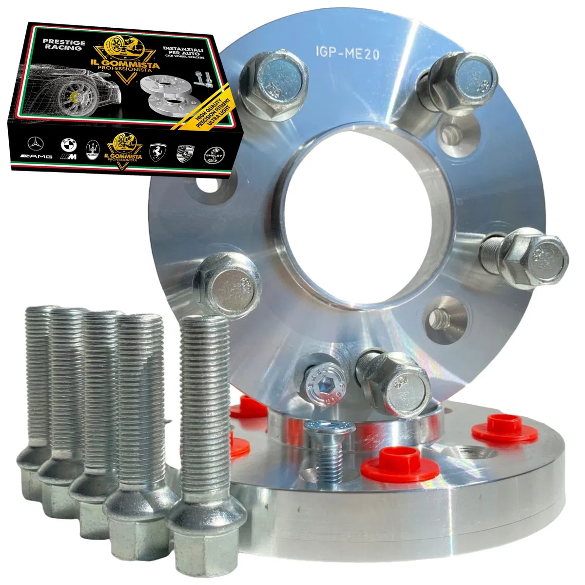 IGP 2 Distanziali RUOTE da 16 mm + 10 BULLONI compatibili con A4 A5 A6 A7 A8 Q5 MADE IN ITALY * OK AUTO RUOTA CERCHI IN LEGA