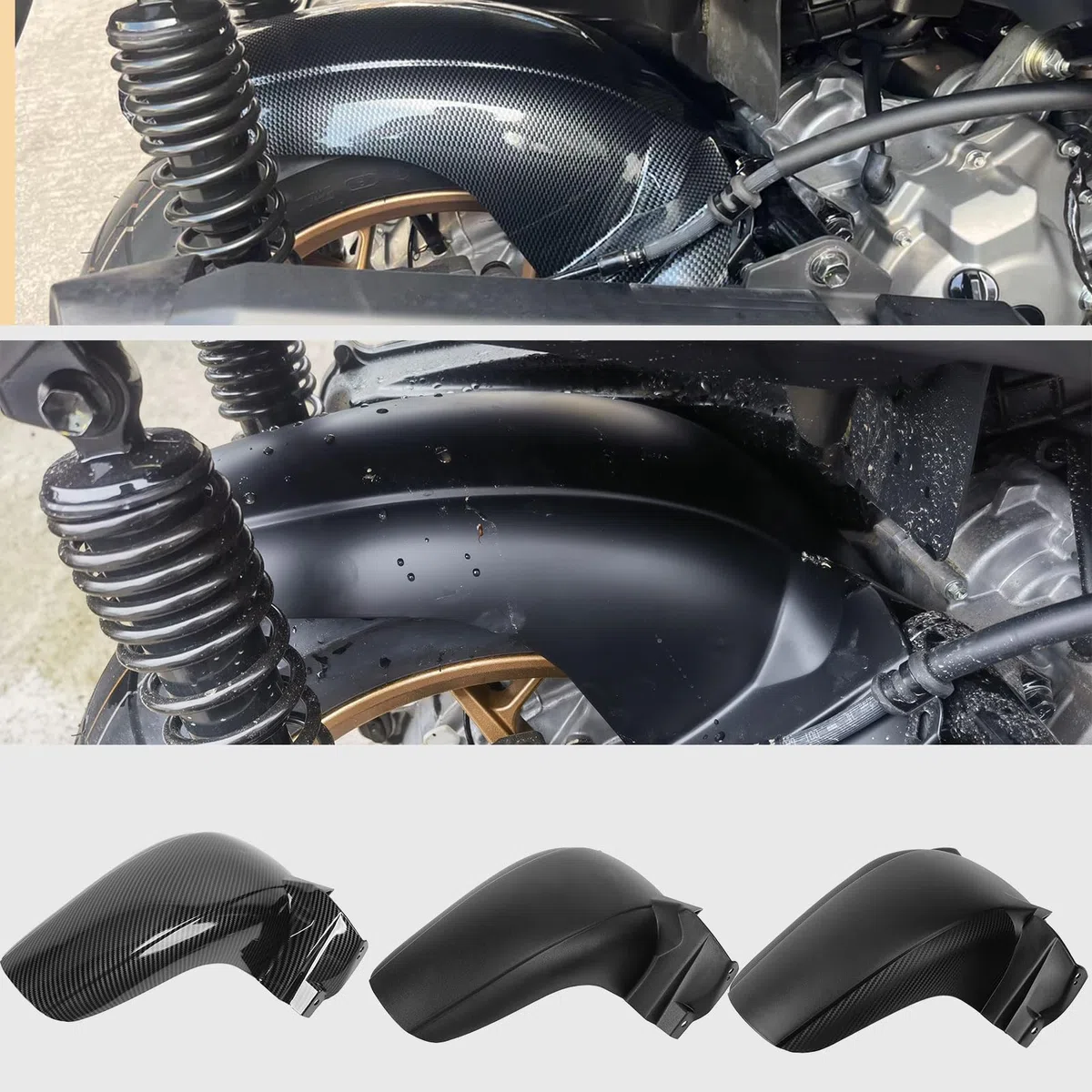 WOOGA moto parafango posteriore parafango parafango ruota Hugger paraspruzzi copertura for YA&MA&HA XMAX300 X-MAX-300 Accessori 2017 2018 2019 2020 2021 2022 2023 2024 (Aspetto in carbonio)