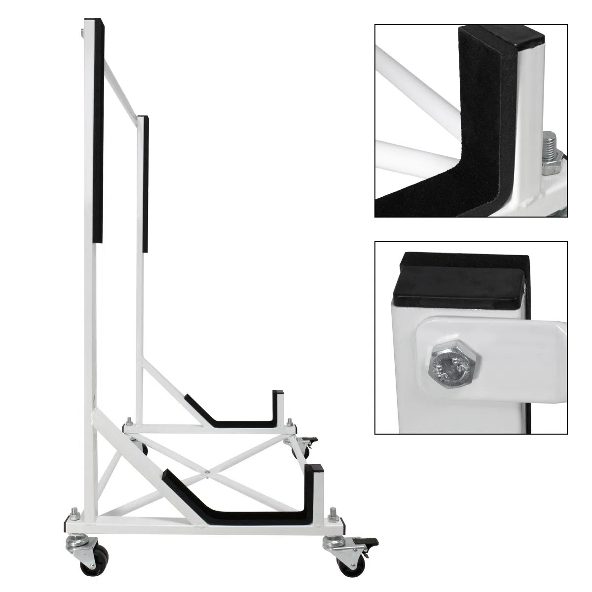ECD Germany Supporto Hardtop Carrello Porta Hard Top Tettuccio per Auto Convertibile - Acciaio - Bianco - 75 x 52 x 93 cm Supporto Rigido Capote con Telo di Copertura XXL con 4 Ruote di Bloccaggio