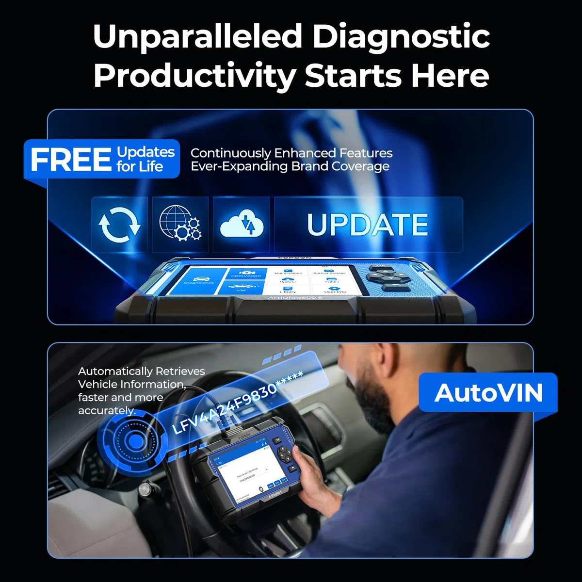 TOPDON Obd2 auto diagnostica ArtiDiag600S, 9 funzioni di servizio (reset dell'olio, BMS, ABS, SAS, EPB, DPF, TPMS...) e 4 diagnosi di sistema, aggiornamenti gratuiti a vita