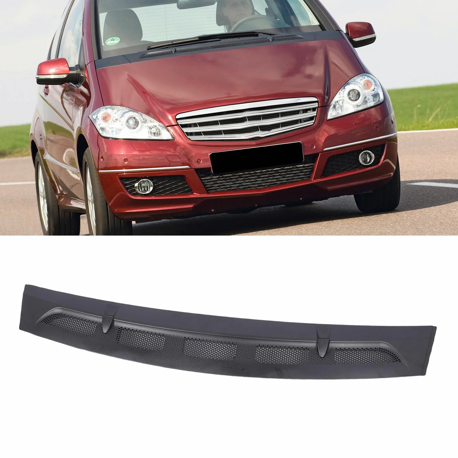 Shkalacar Griglia di Copertura dello Sfiato del Cofano del Parabrezza, Elegante Sostituzione in Plastica ABS per la Classe A W169, con Flusso D'aria Migliorato e Facile Installazione