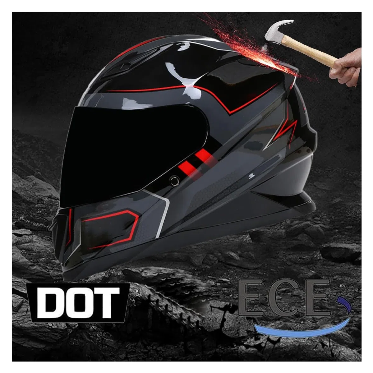 Casco Moto Integrale, Casco Moto per Uomo E Donna Casco Integrale Omologato DOT/ECE, Casco Moto da Strada con Visiera Casco Moto