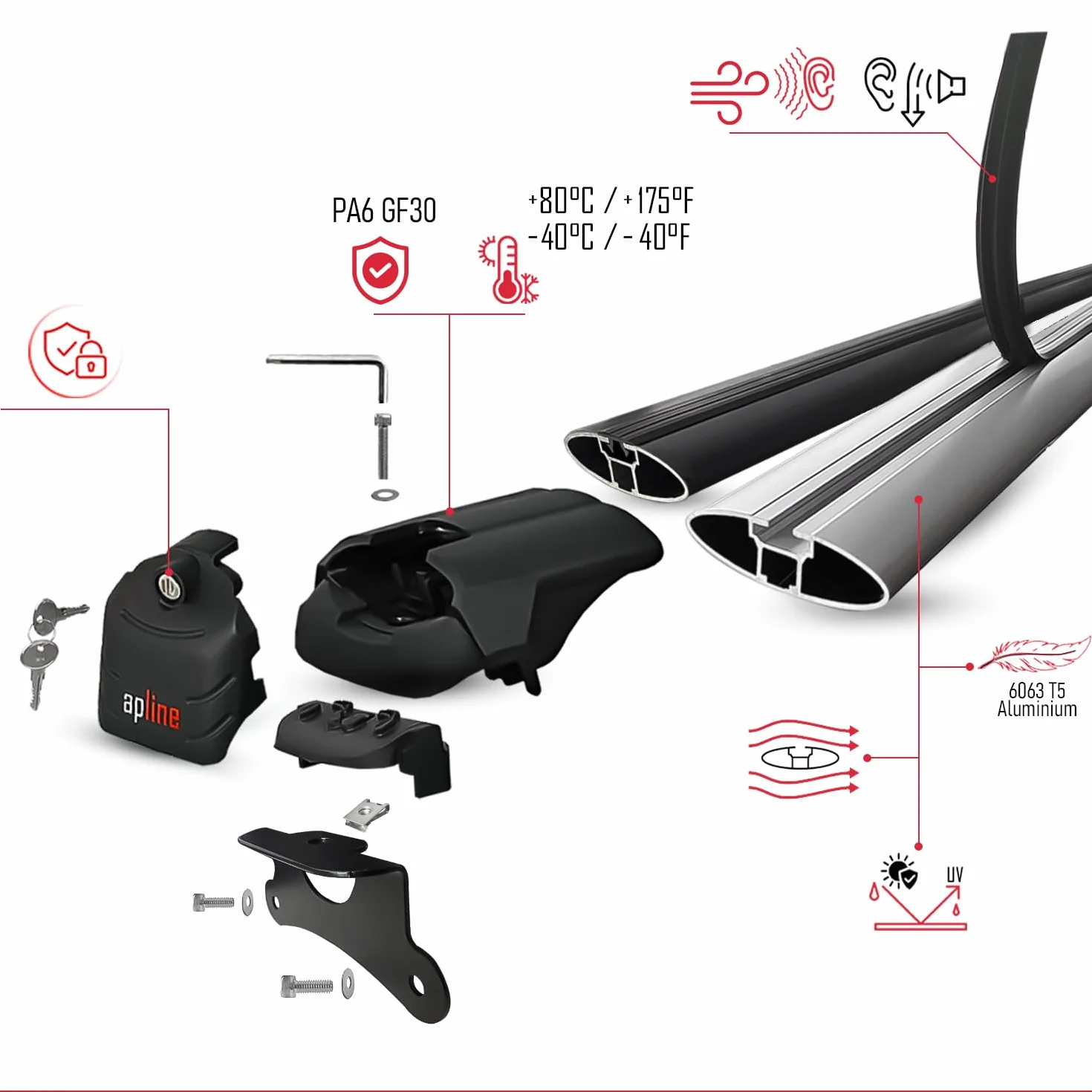 Compatibile con Jeep Compass (MP552) 2017-2025 Modello ACE-2 Barre Tetto Portapacchi Auto Barre Portatutto Nero Alluminio 2 Barre