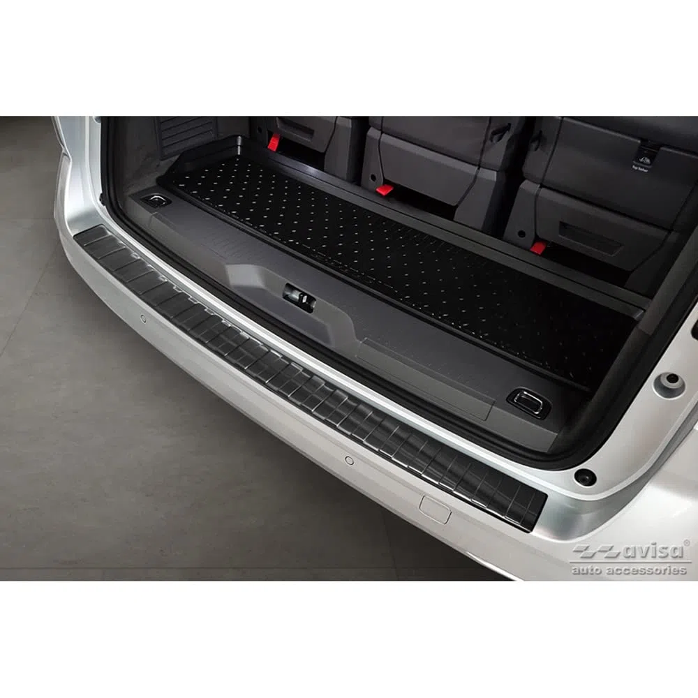 Avisa Protezione paraurti Posteriore in Acciaio Inox Nero Compatibile con Volkswagen Multivan T7 2021- 'Ribs'