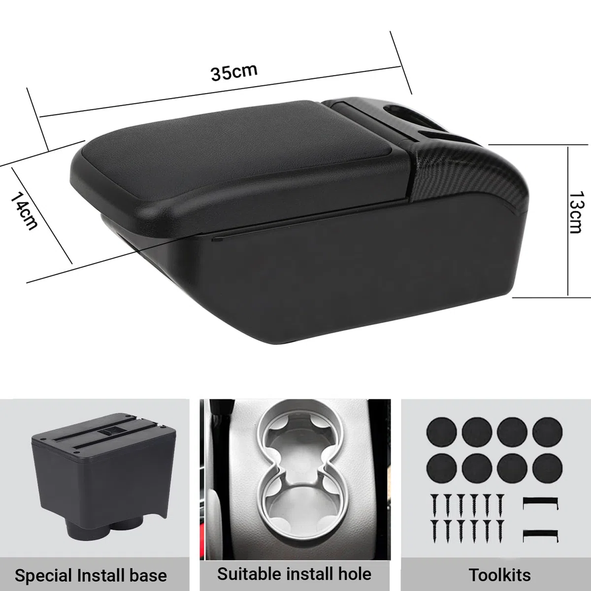 YJYWZH Compatible with Volkswagen Polo Braccioli Polo 9N 3 2002-2009 Bracciolo Doppio Strato Auto Console Centrale Scatola Portaoggetti Supporto del Braccio Interni Parti e Accessori