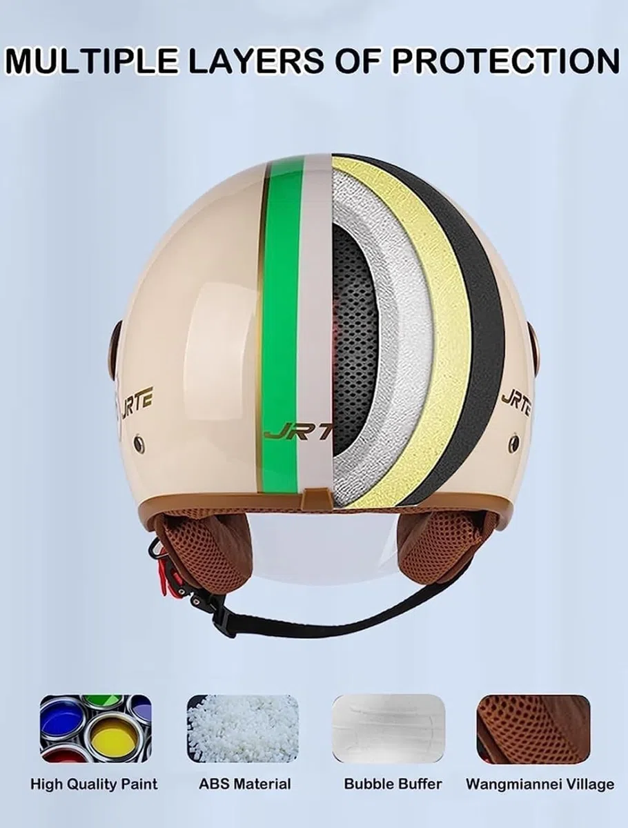 Casco Moto Bluetooth Casco Jet con Visiera Omologato ECE 3/4 Mezzo Casco Moto Aperto con Microfono Speaker per Donna E Uomo per Scooter Racing Crash Casco P