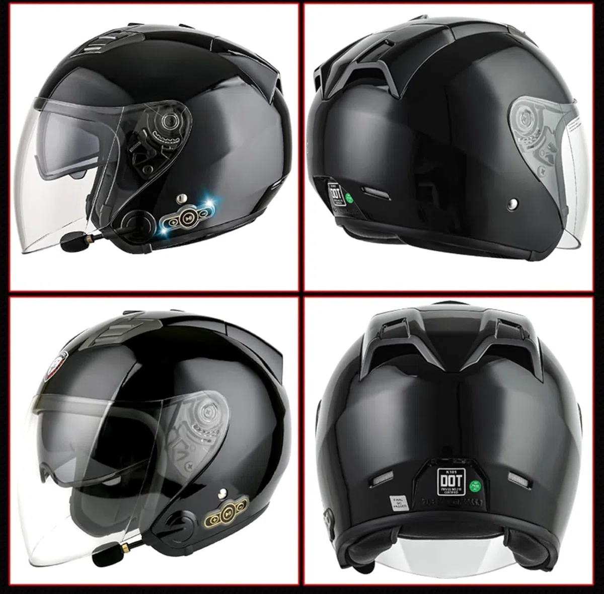 Casco Bluetooth integrato per adulti, casco jet scooter certificazione ECE, casco scooter, casco jet uomo e donna con doppia visiera F, M57-58CM