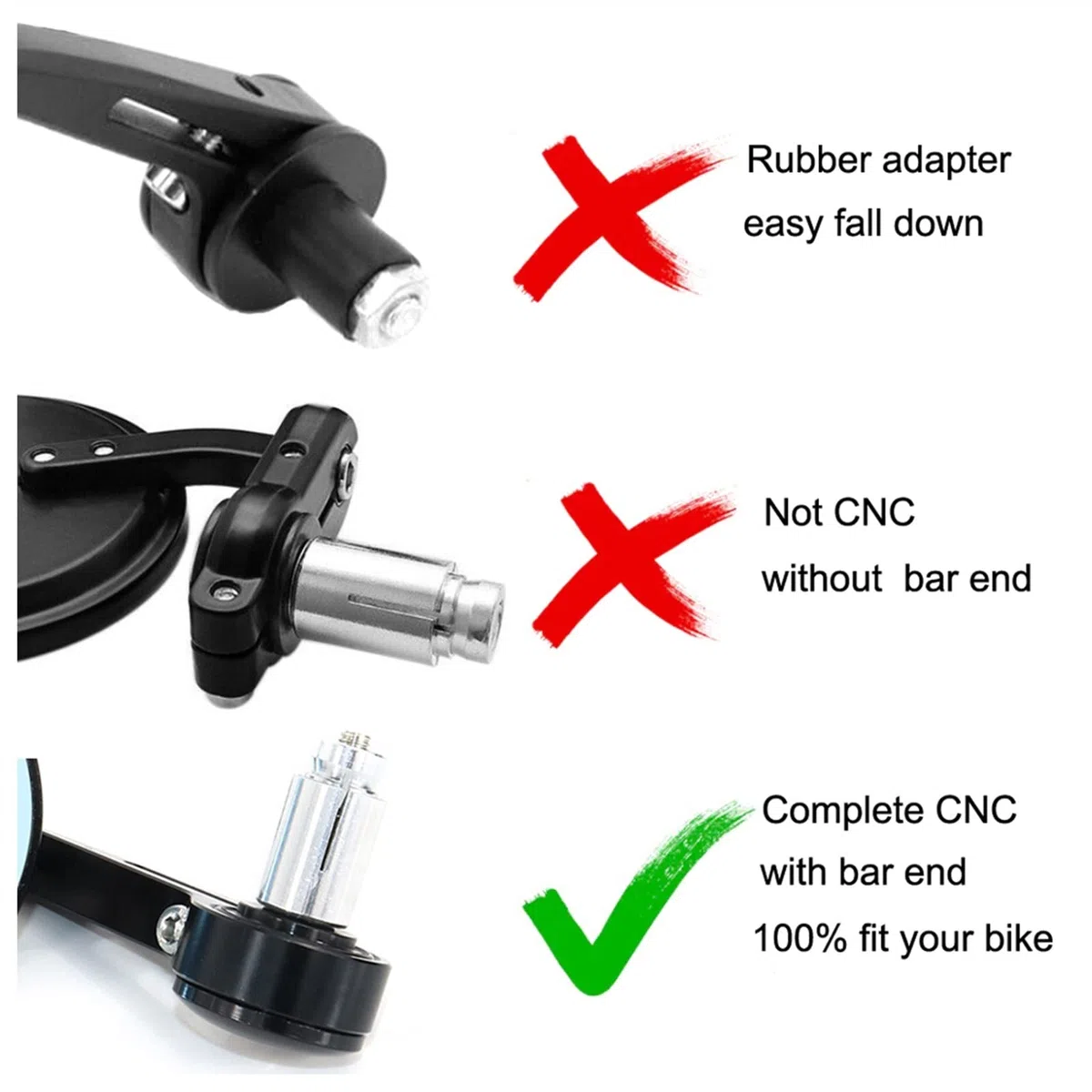 Specchietti per Ducati Scrambler 800 2015 2016 2017 2018 Scrambler 1200 Moto Posteriore Vista Laterale Specchi Maniglia Bar End Specchi (Color : Nero)