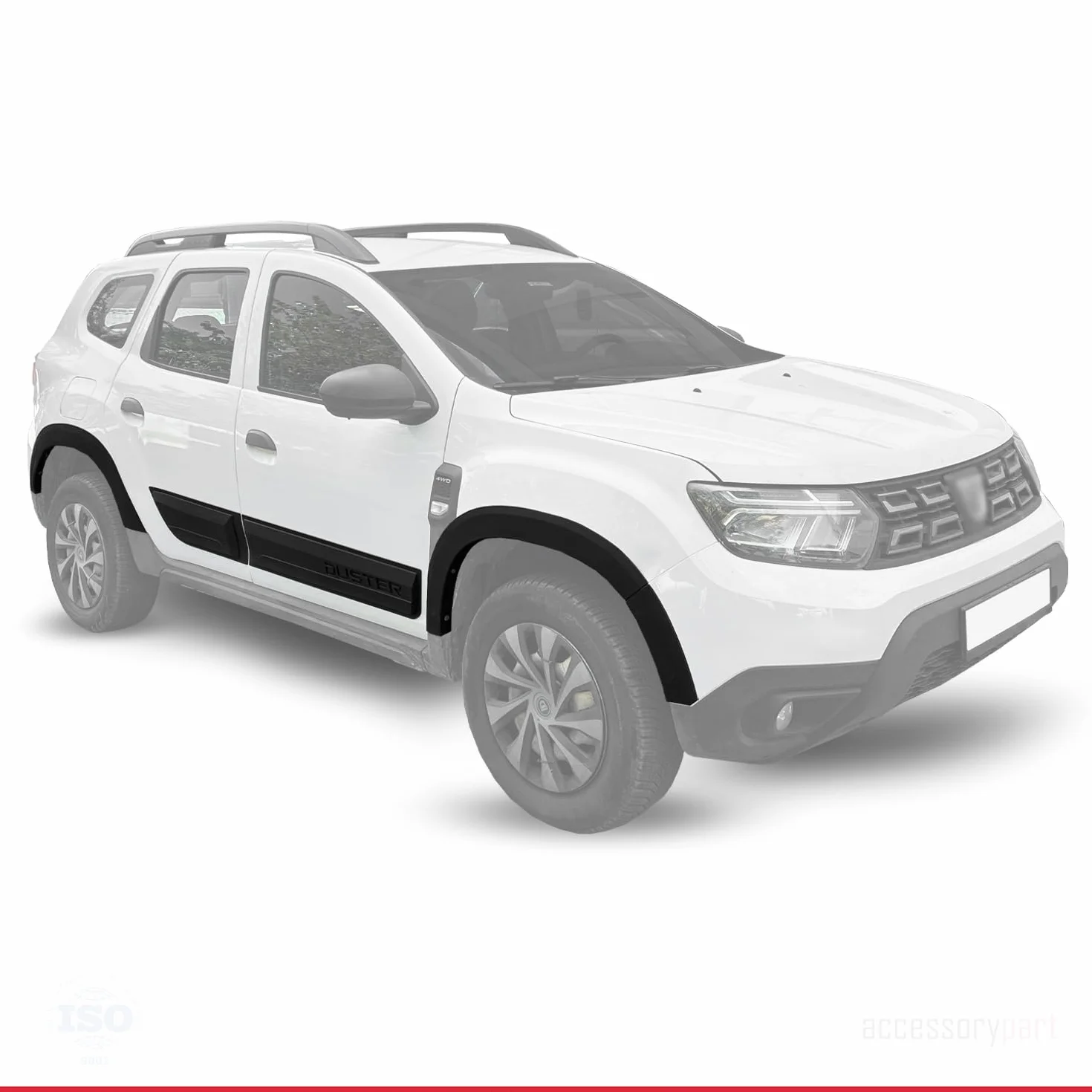 Compatibile con Dacia Duster 2018-2024 Passaruota Protezione per paraurti Parafanghi e protezione veicolo Strisce di Protezione per laterale Protezione veicolo carrozzeria Kit NERO
