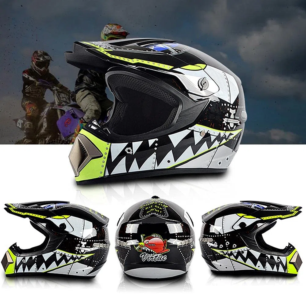 Casco Motocross Bambino, Casco Cross, Casco Integrale Motocross con Occhiali, Guanti e Maschera per Motocross, Dirt Bike e Mountain Bike
