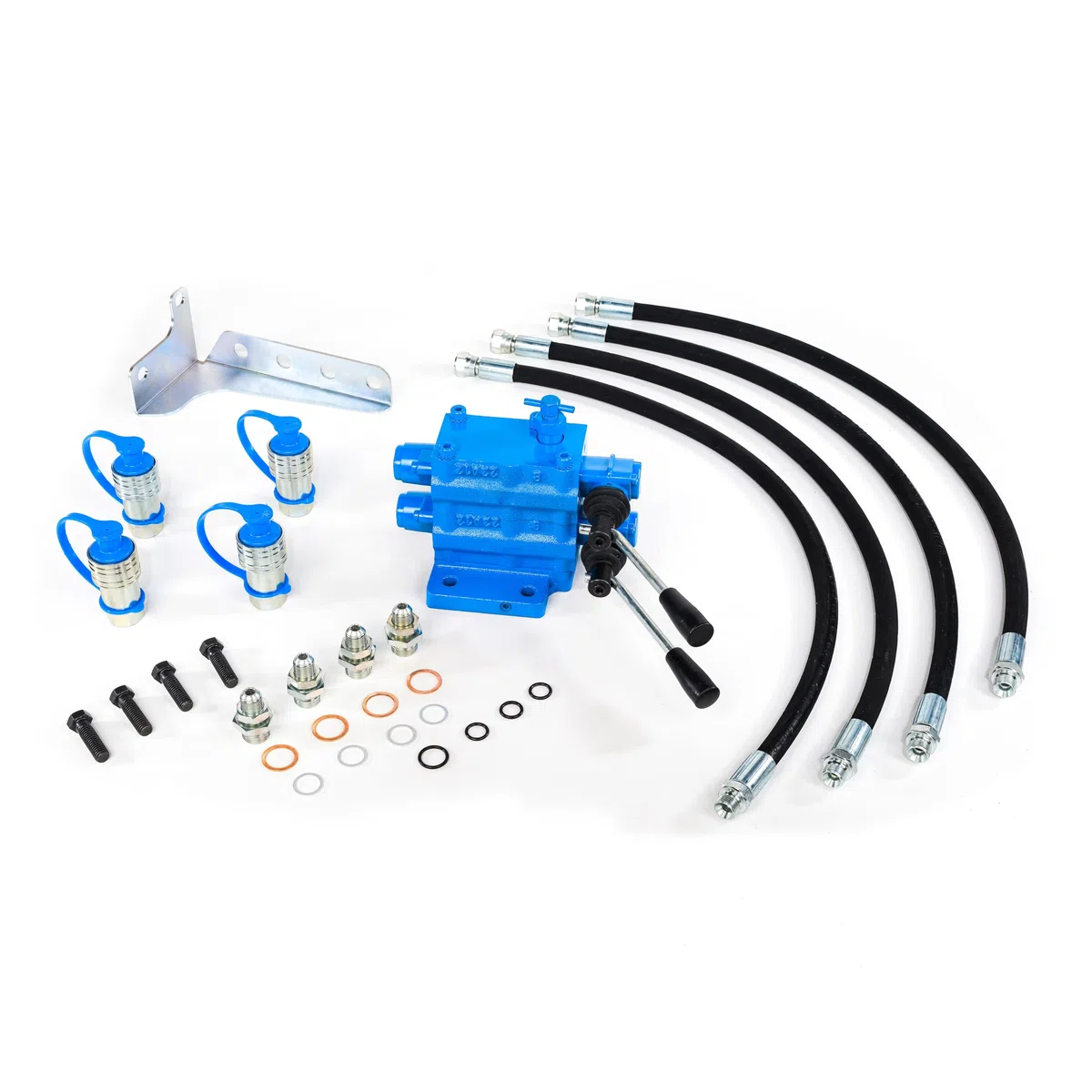Kit Distributore Ausiliario 2 Leva Compatibile per Trattore Ford 5000, 5600, 6000, 6600, 7000, 7600