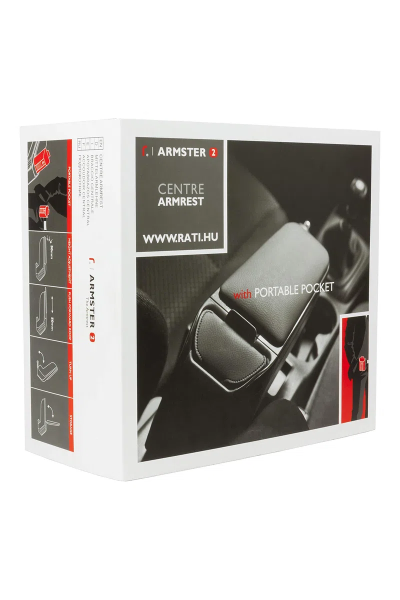 Bracciolo specifico nero/grigio Armster 2 per Nissan Juke f15 (2010-), con vano portaoggetti e ripiegabile