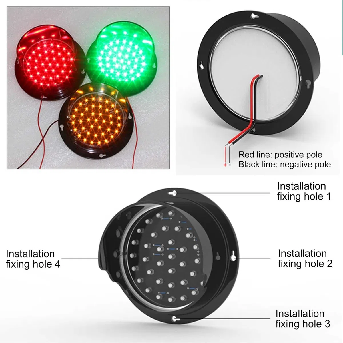 Semaforo a LED 12/24 V CC, Luce di parcheggio for banchine di carico, Luce di Segnalazione Impermeabile IP67 da Parete, for Strade, caselli autostradali, terminali(Red,300mm/12in)