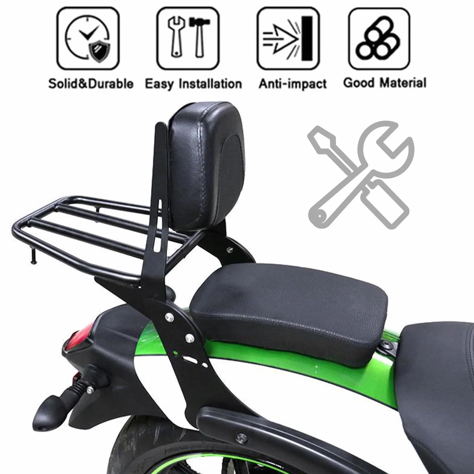 Schienale Sissy Bar per Moto con Portapacchi Posteriore per Kawasaki Vulcan S 650 VN650 Supporto per Top-Box Supporto Esteso Poggiaschiena Posteriore per Passeggero