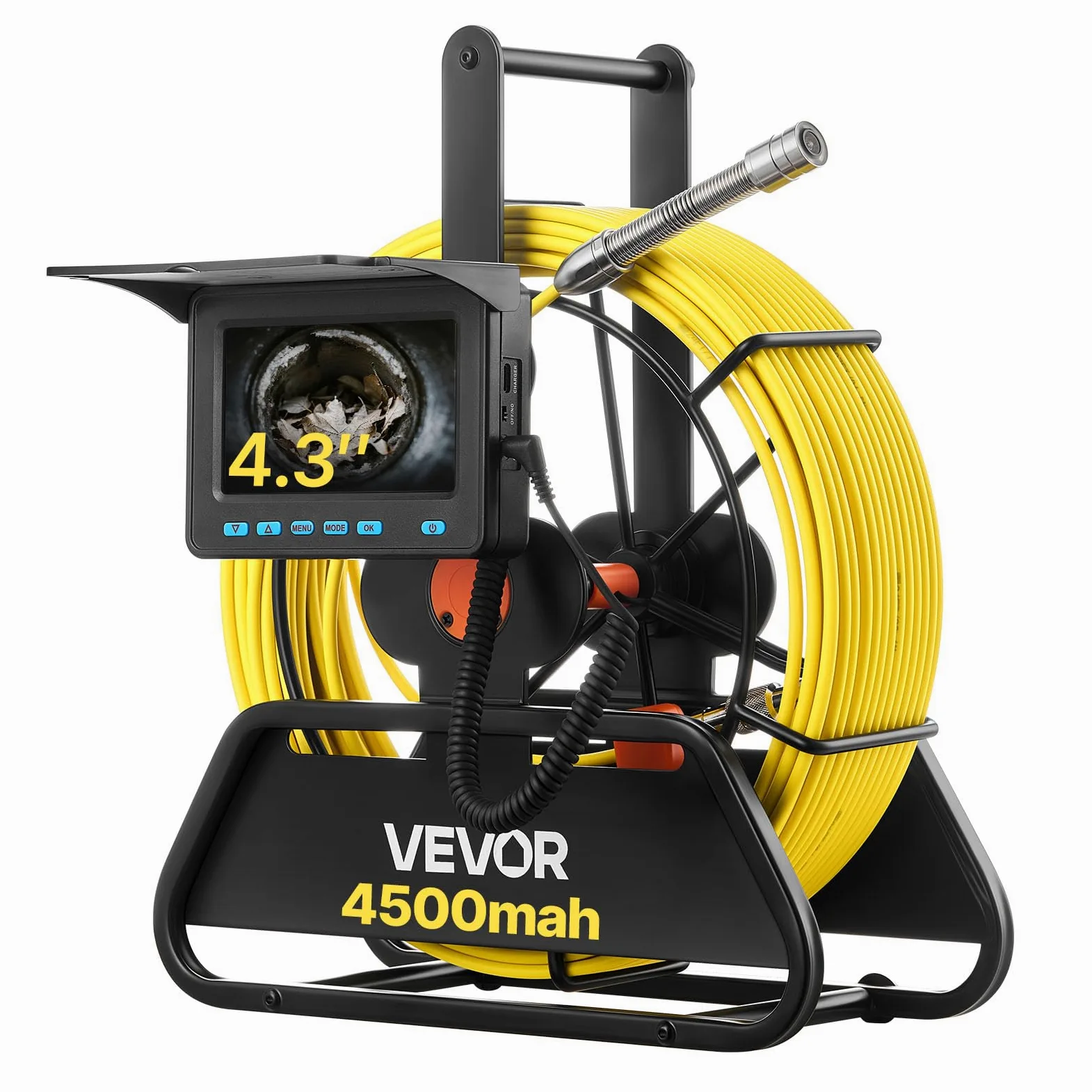 VEVOR Telecamera per Fognatura 30 m, Endoscopio Industriale con Schermo HD 480P, Telecamere Idrauliche a Serpente Impermeabili IP68 con 6 LED e Scheda da 16 GB per Tubi di Condotta Fognaria