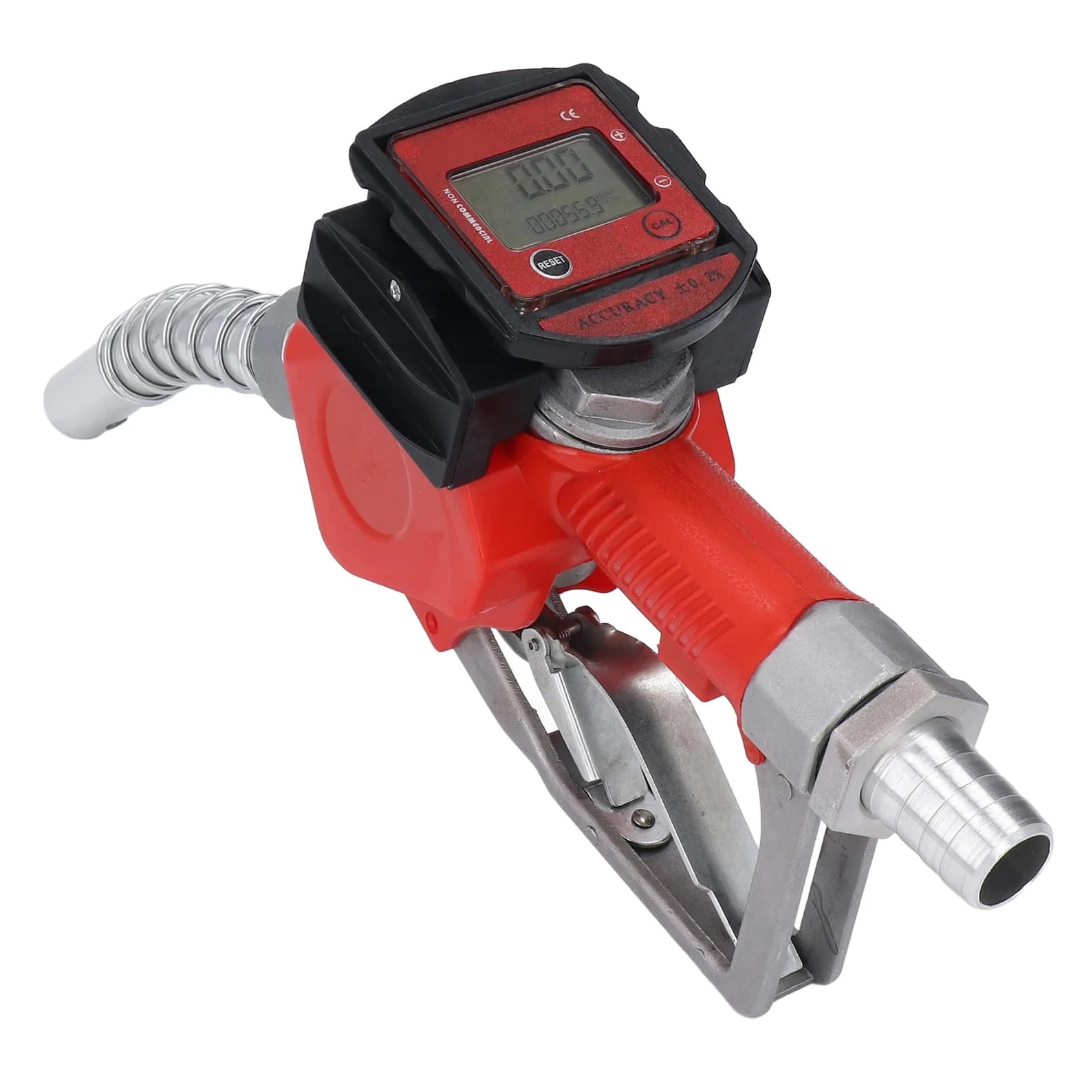 Pistola per Erogazione Carburante Automatica 1 Pollice BSP con Contatore Digitale Lega di Alluminio Ugello con Arresto Automatico per Benzina Cherosene 10-60L/min Blocco a 3 Posizioni