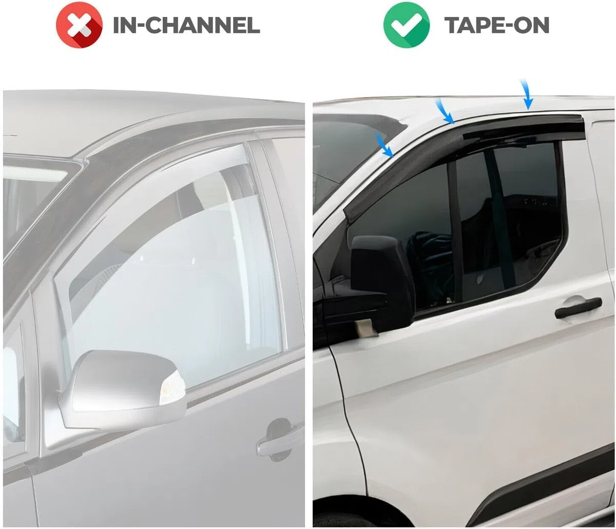 Deflettori d'aria per finestrini laterali, compatibili con Renault Trafic 2003-2015, parapioggia, deflettori adesivi, 2 pezzi