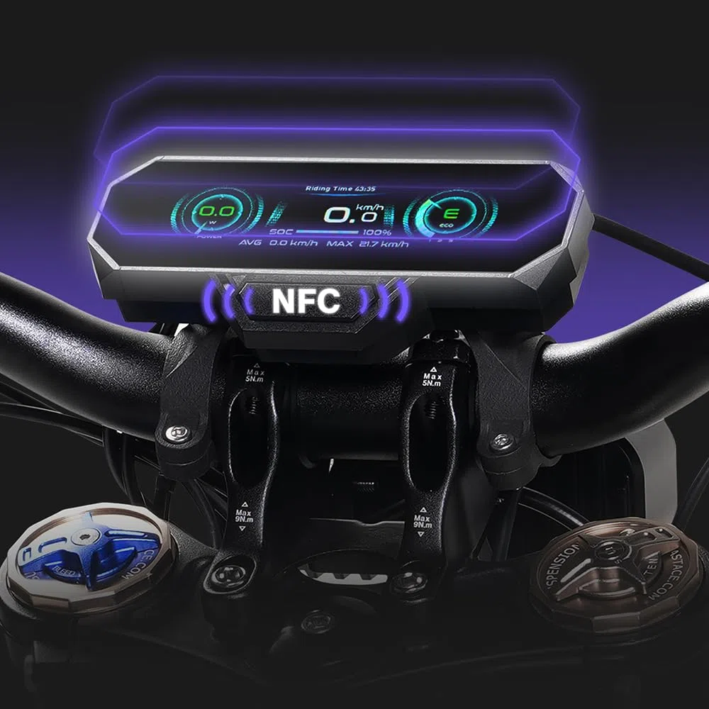 79Bike Falcon Pro Dirt Bike elettrica per adulti, motocicletta elettrica da 19 pollici con batteria al litio da 72 V 35 Ah, autonomia di 125 km, motore 10 kW, bici elettrica da 410 Nm (argento viola)