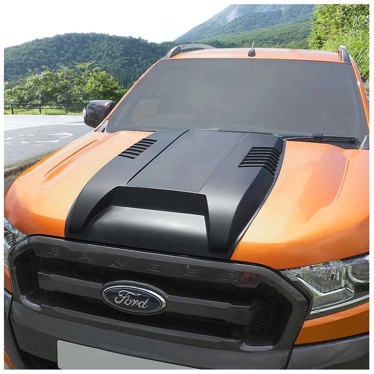 Pala per cofano Ford Ranger 2015-2022 T7 T8 Wildtrak Raptor Limited XL XLT Tremor Platinum MK2 MK3 ABS cofano nero opaco