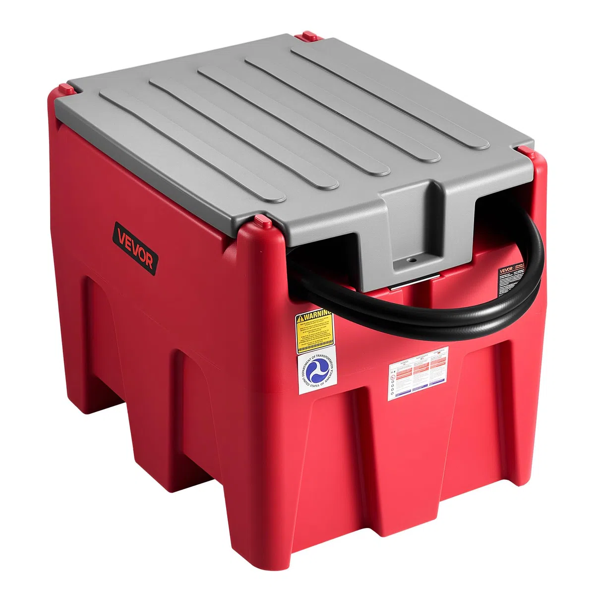 VEVOR Serbatoio Portatile per Benzina 220 Litri Portata 10 GPM, Serbatoio per Carburante Diesel con Pompa di Trasferimento Elettrica 102W, Tubo Flessibile, Trasporto del Carburante, Rosso