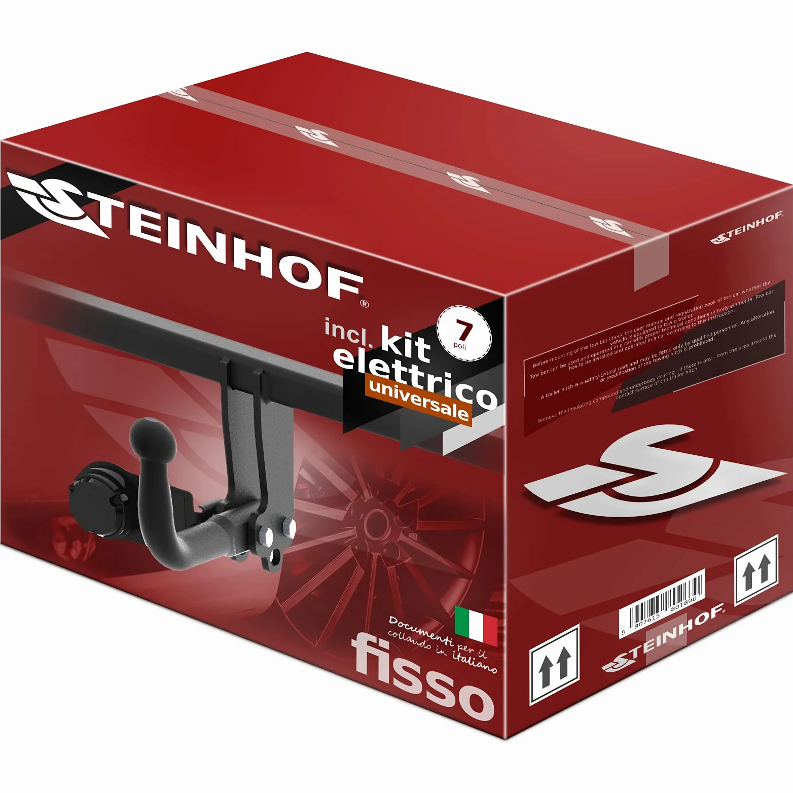 Nuovo gancio di traino fisso STEINHOF compatibile con Fiat Doblo 223 2000-2009 con 7-poli kit elettrico universale