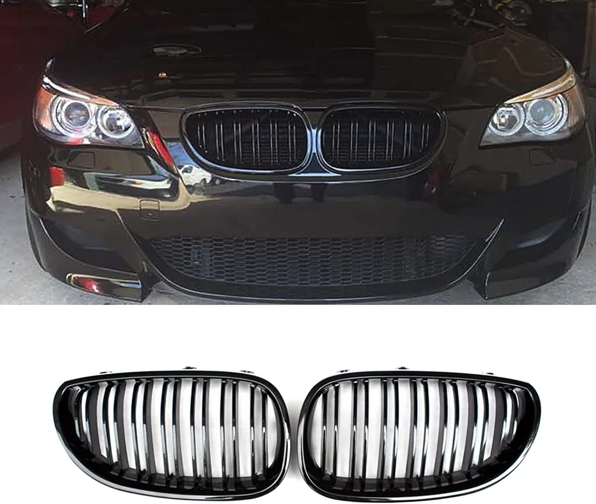 E60 E61 Griglia Radiatore per BMW serie 5 E60 E61 M5 Griglia Paraurti Nero Doppia Lamella Nera Lucida 2003 – 2009