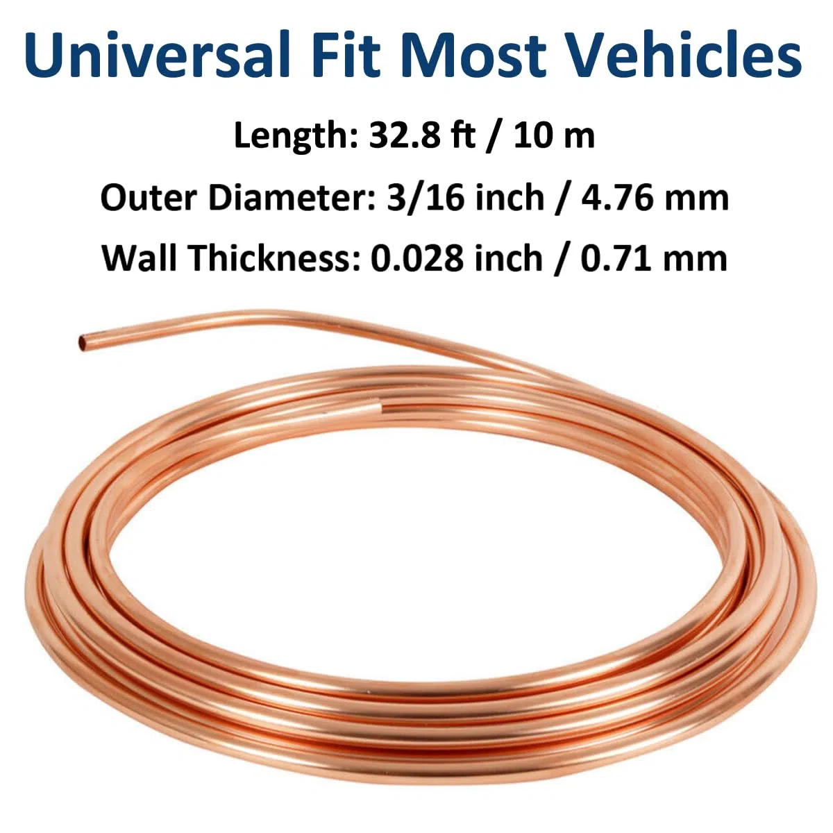 10m Tubo Freno in Rame per Auto 3/16" 4,75mm Tubo del Freno Rivestito in Rame Kit di Linea Freno di Sostituzione Auto Flessibile Tubi per Olio Carburante con 20 Dadi