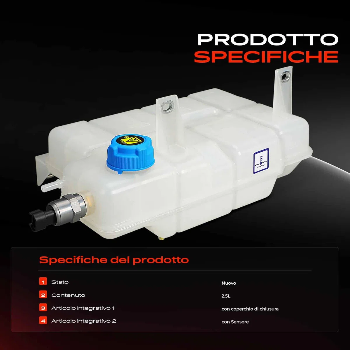 Frankberg Serbatoio di compensazione Serbatoio del liquido di raffreddamento Con Coperchio Compatibile con Daily V Daily VI Replace# 5801303409, 5801303414