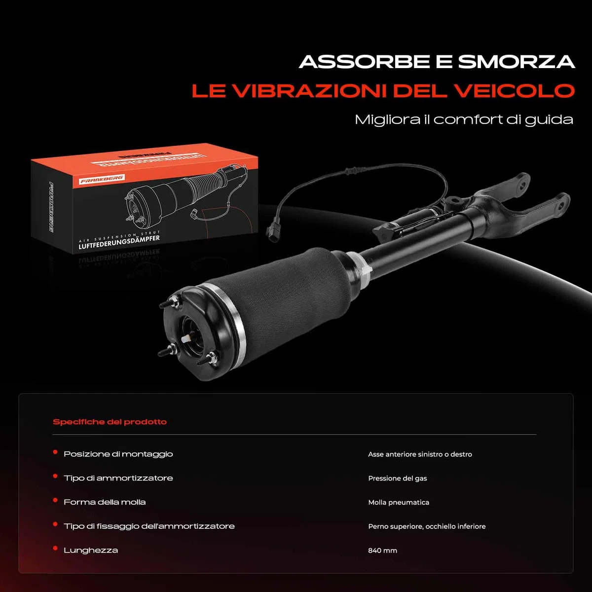 Frankberg 1 ammortizzatore ad aria con ADS anteriore compatibile con X164 GL320 GL350 GL500 W164 ML280 ML320 ML450 3.0L-6.2L 2005-2012
