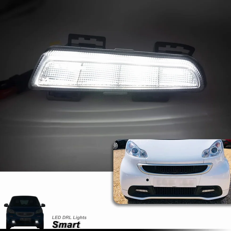 Luci Diurne LED Compatibili con M-ercedes-Benz Smart Fortwo 451 2013-2015, Luci di Marcia Diurna DRL Anteriori Fendinebbia DLR Kit Cablaggio Canbus Senza Errori Bianco Xenon 800LM 2 Pezzi