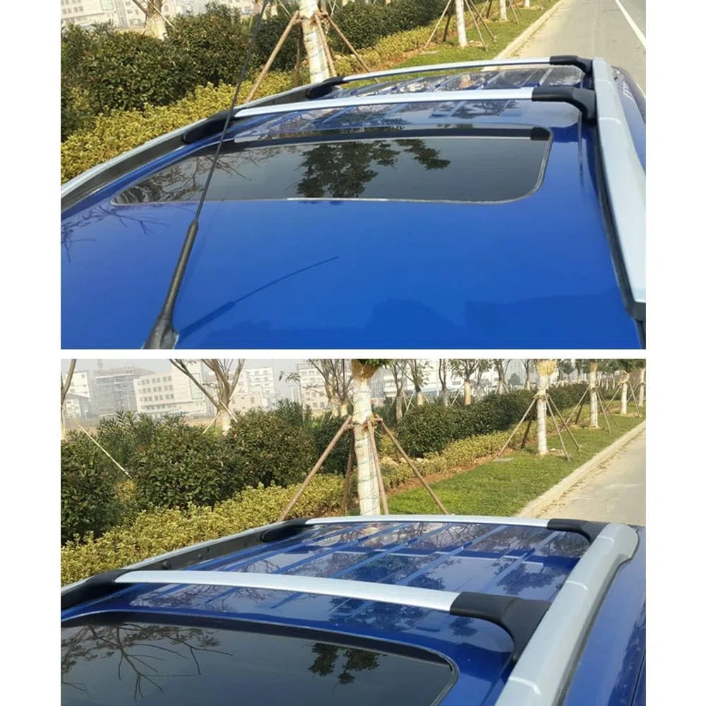 Barre Portatutto per Ford Ecosport 2013 2014 2015 2016 2018 2019 2017 2020, Trasversali Tetto Alluminio Portapacchi, Coppia Barre dedicate antifurto nere,Silver