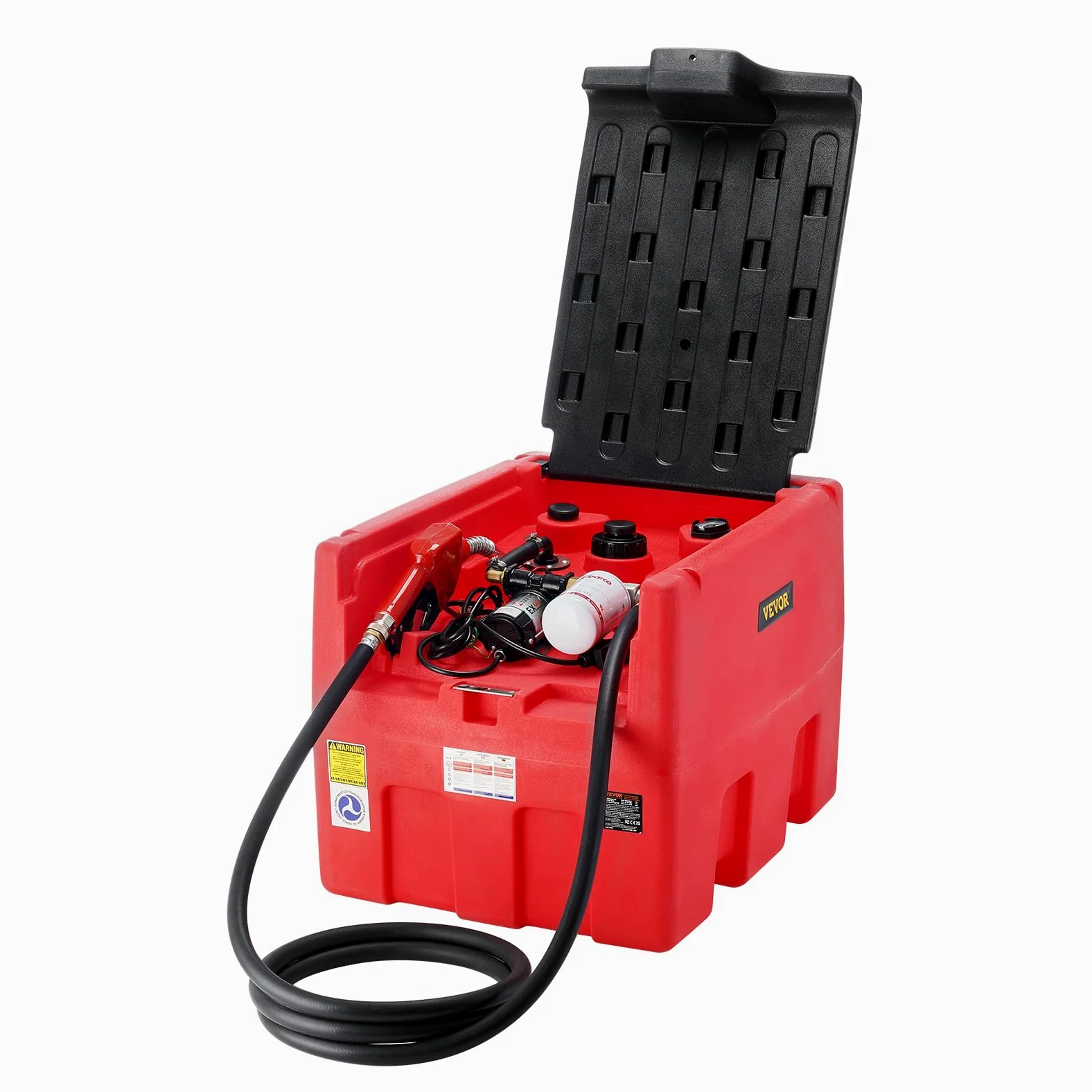 VEVOR Serbatoio Benzina Diesel Portatile 182L, Serbatoio Rifornimento Carburante, Pompa di Trasferimento 12V, 40 L/Min, Tubo Flessibile 4 m, Pistola per Rifornimento per Veicoli Settore Agricolo