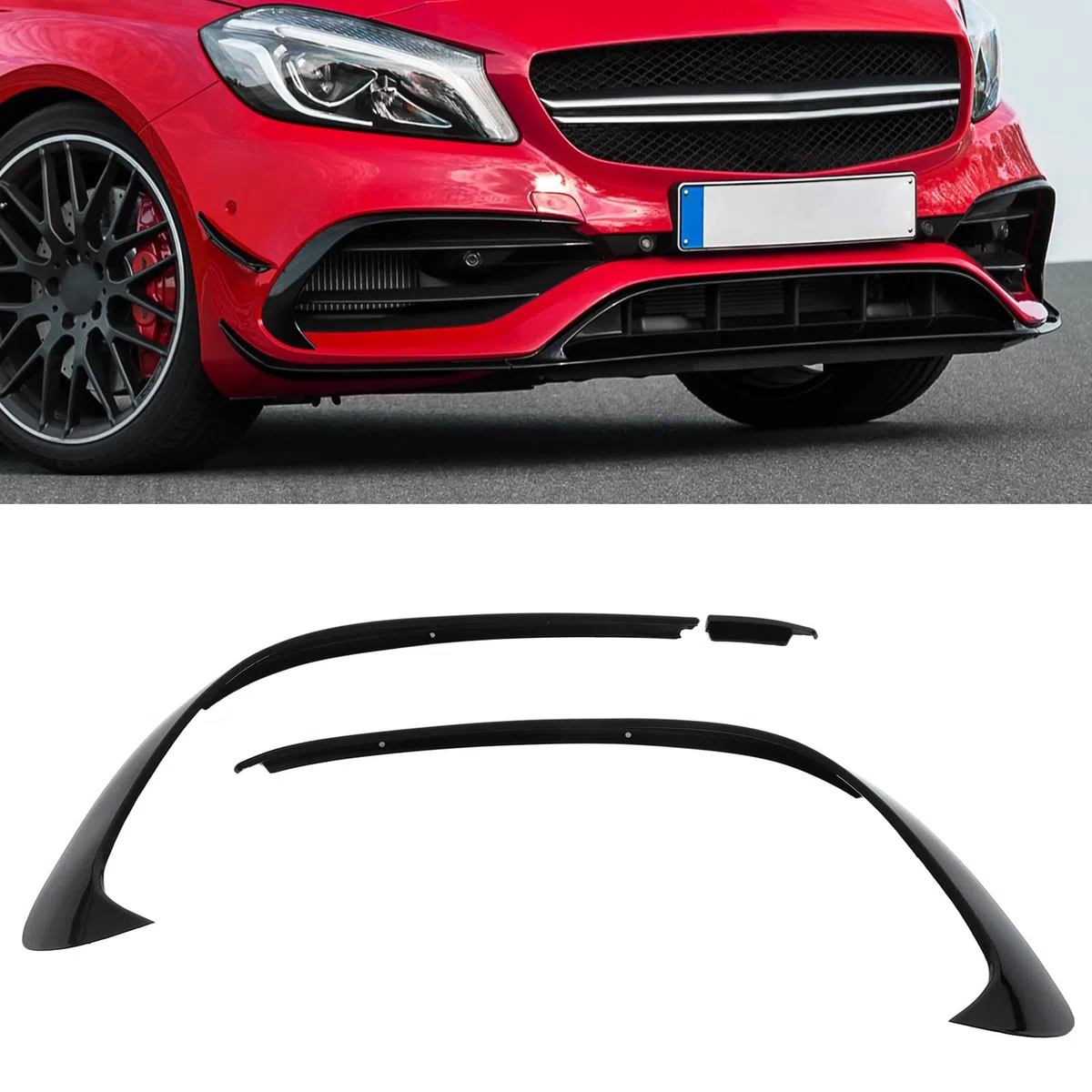 Yosoo Health Gear Sostituzione Spoiler Paraurti Anteriore Nero Lucido 3 Pezzi per Classe A W176 AMG-Line 2015-2018