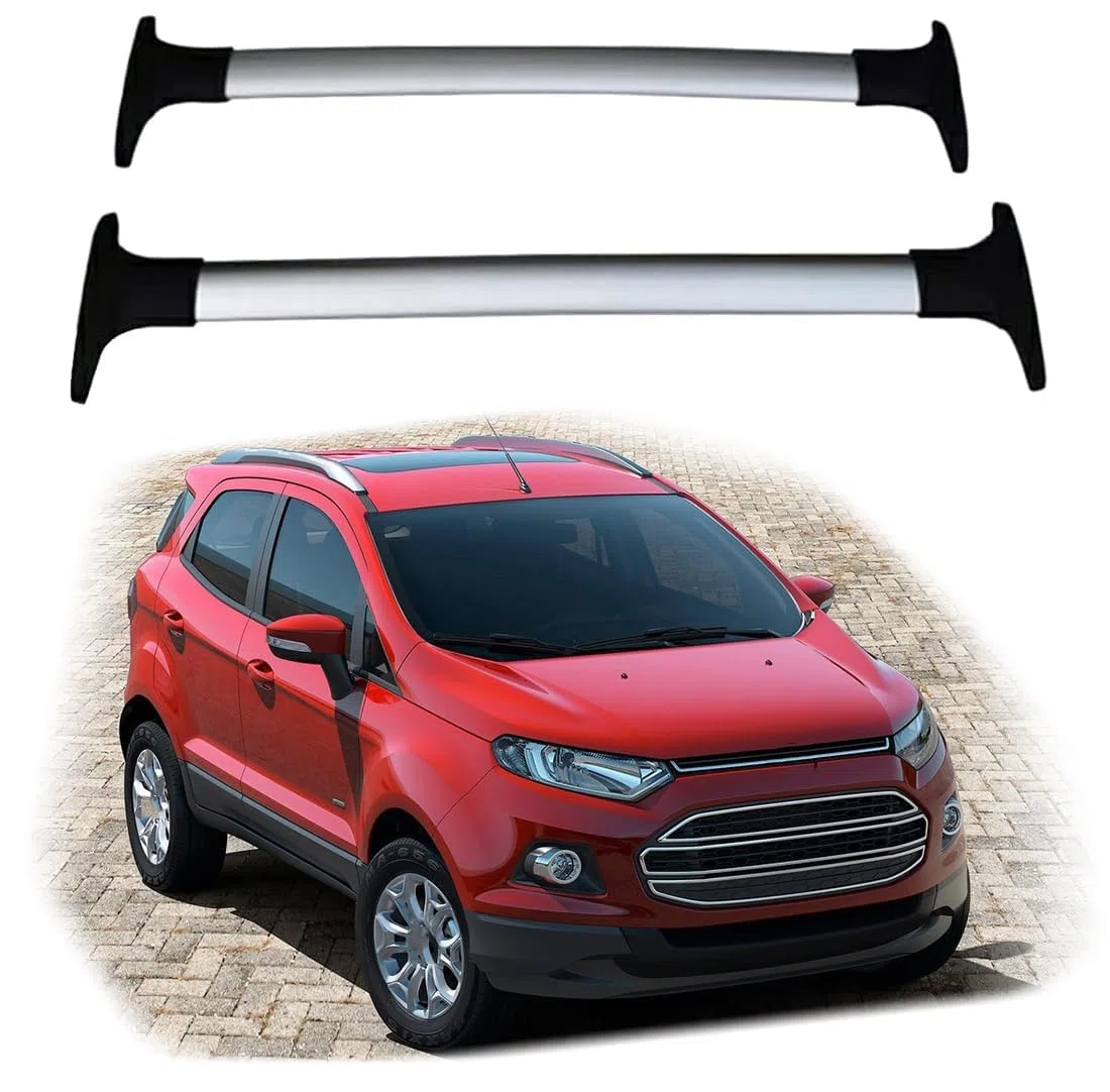 Barre Portatutto per Ford Ecosport 2013 2014 2015 2016 2018 2019 2017 2020, Trasversali Tetto Alluminio Portapacchi, Coppia Barre dedicate antifurto nere,Silver