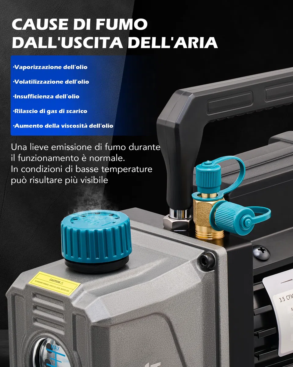 Orion Motor Tech Pompa Vuoto da 3,5 CFM e 1/4 hp, 186W Pompa per Vuoto Monostadio HVAC per R12 R22 R134a R410a R1234yf Pompa a Vuoto per Condizionatori per Auto Degasaggio Resine e Altro, Olio Incluso
