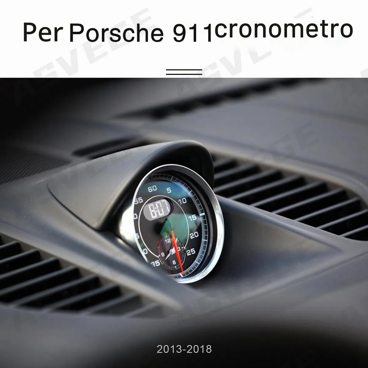 Sport Cronometro Cronometro Pannello per Porsche 911 991 2013-2019, Copertina nera e orologio nero