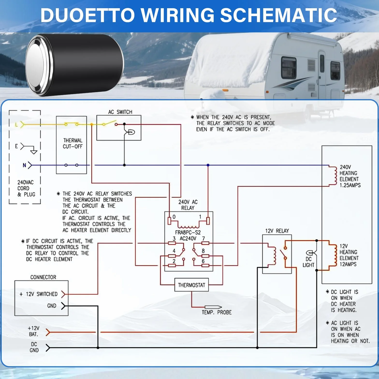12 V DC 200 W / 230 V AC 1500 W scaldabagno istantaneo 15 litri per campeggio - car presa europea 230 V scaldabagno istantaneo per campeggio - car con doppia alimentazione e telecomando