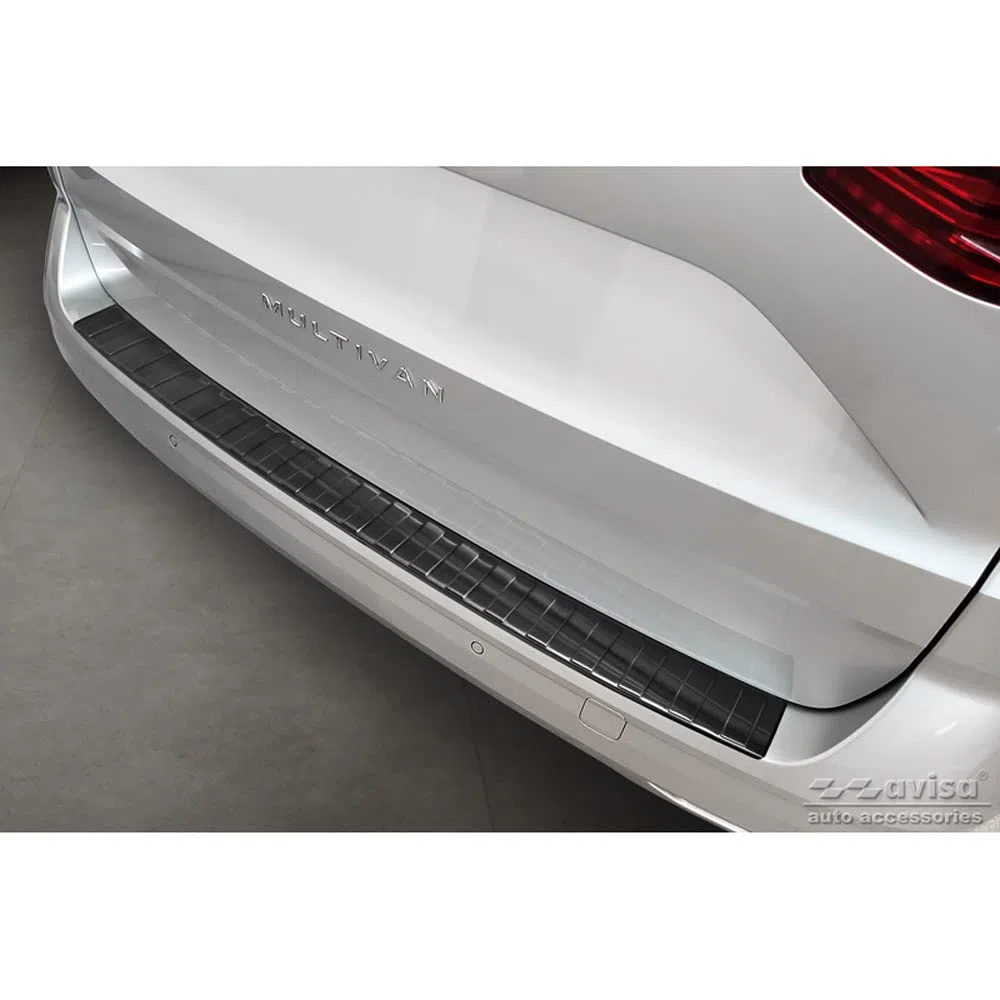Avisa Protezione paraurti Posteriore in Acciaio Inox Nero Compatibile con Volkswagen Multivan T7 2021- 'Ribs'