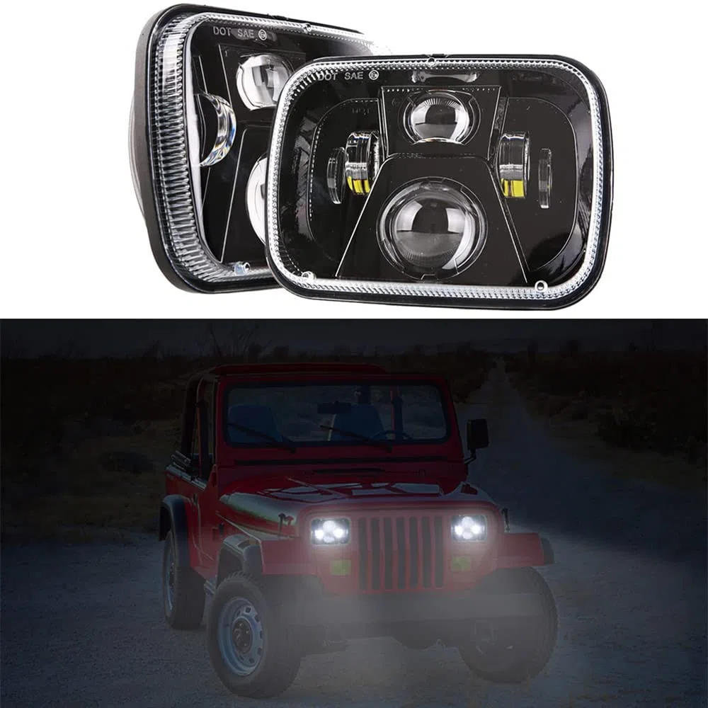 2 pezzi Fari LED per auto 12V 110W impermeabili 5x7 6X7 pollici 6000K luci di marcia Compatibile con Jeep Cherokee XJ Compatibile con Wrangler YJ Compatibile con Ford Compatibile con GMC, nero