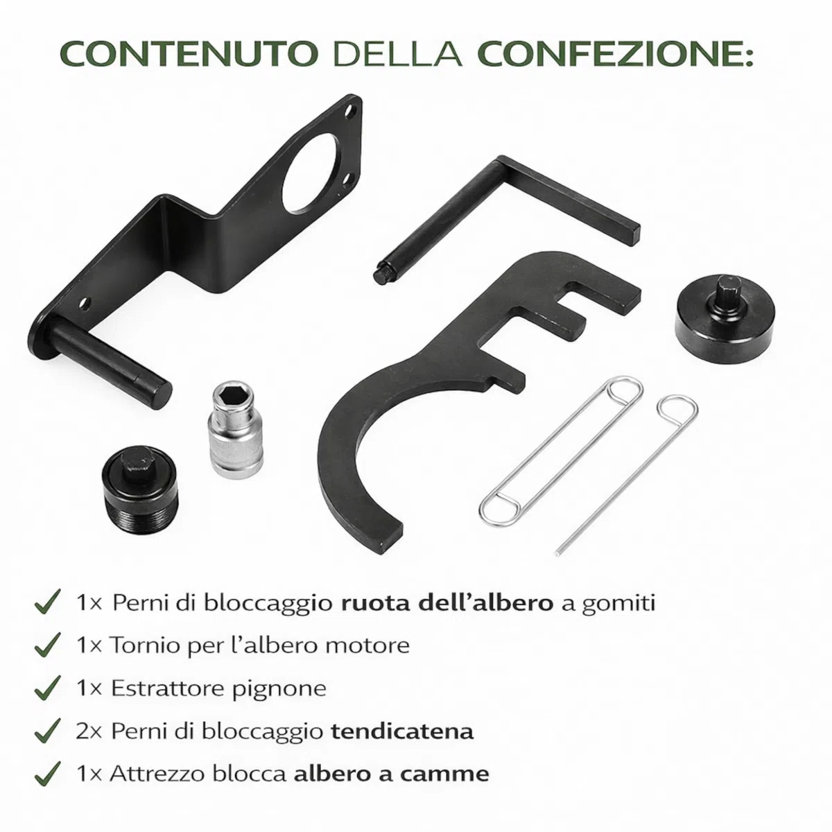 topolenashop Kit Attrezzi Messa in Fase Motore Compatibile con BMW N47 N47S N57 N57S Diesel 2.0 3.0 DOHC – Set 8 Pezzi Bloccaggio Albero a Camme e Albero Motore GS1753A