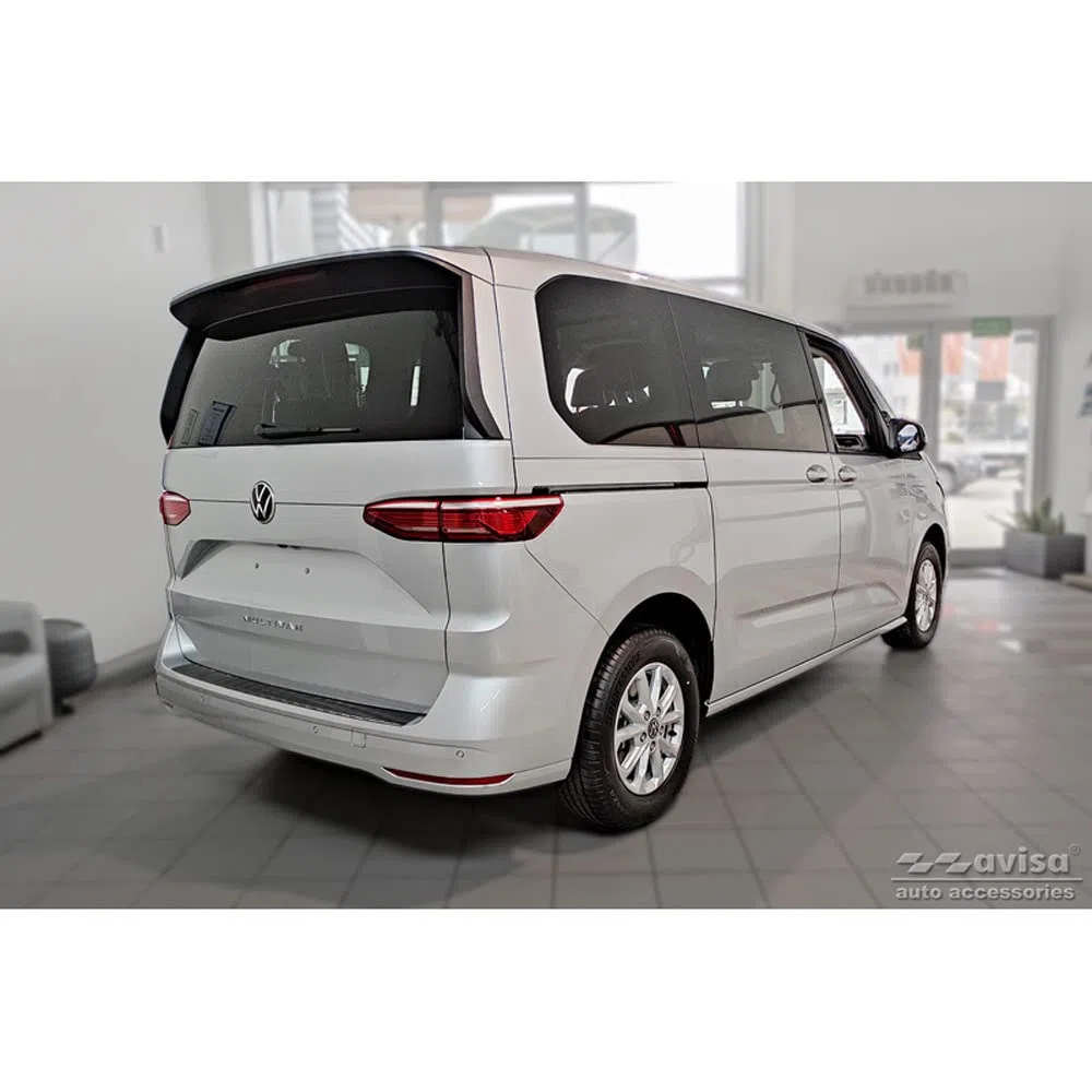 Avisa Protezione paraurti Posteriore in Acciaio Inox Nero Compatibile con Volkswagen Multivan T7 2021- 'Ribs'