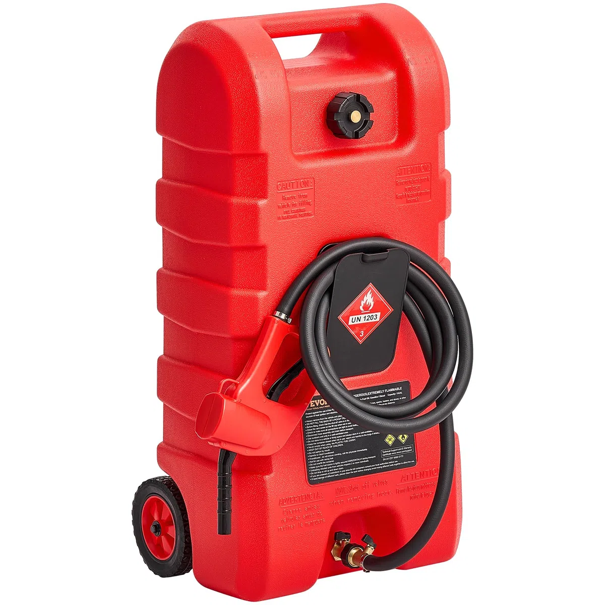 VEVOR Serbatoio di Carburante Portatile 56,78 L Modalità Pompa a Gravità e Manuale, Contenitore per Serbatoio di Carburante con Ruote, Tubo di Mandata 3,04 m e Pompa Manuale, per Motoscafi, Benzina
