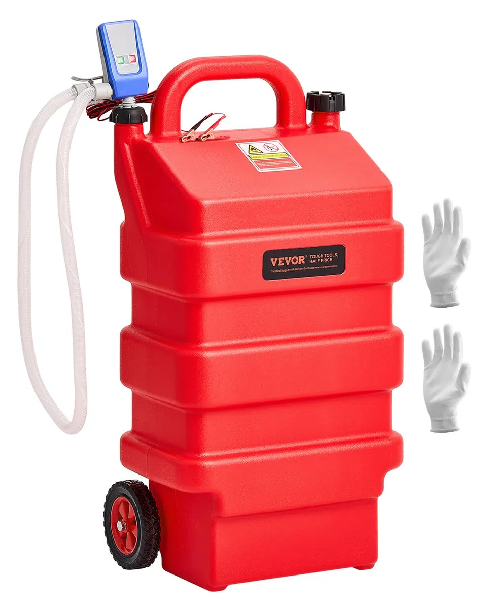 VEVOR Serbatoio di Carburante Portatile da 60,56 L Contenitore di Benzina, Pompa di Trasferimento del Carburante Elettrica 12 V CC 11,36 L/min Tubo di Mandata da 1,21 m per Diesel Benzina, Rosso