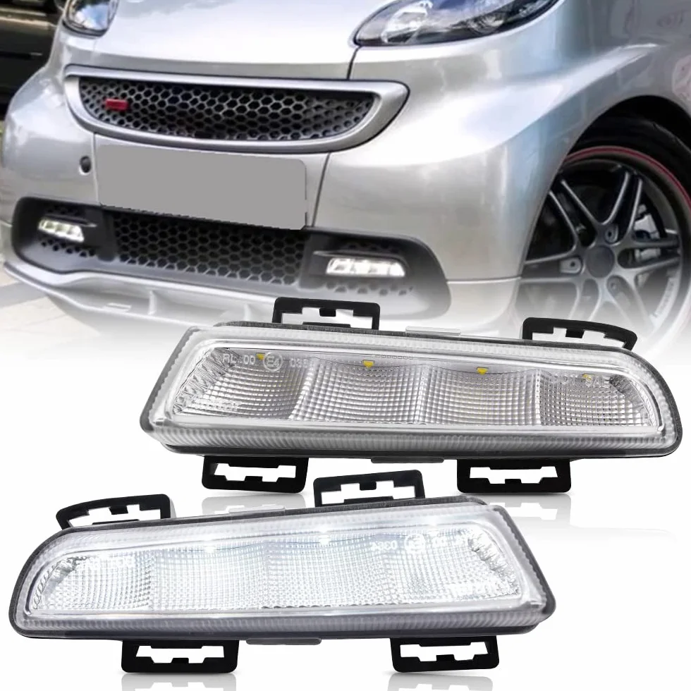 Luci Diurne LED Compatibili con M-ercedes-Benz Smart Fortwo 451 2013-2015, Luci di Marcia Diurna DRL Anteriori Fendinebbia DLR Kit Cablaggio Canbus Senza Errori Bianco Xenon 800LM 2 Pezzi