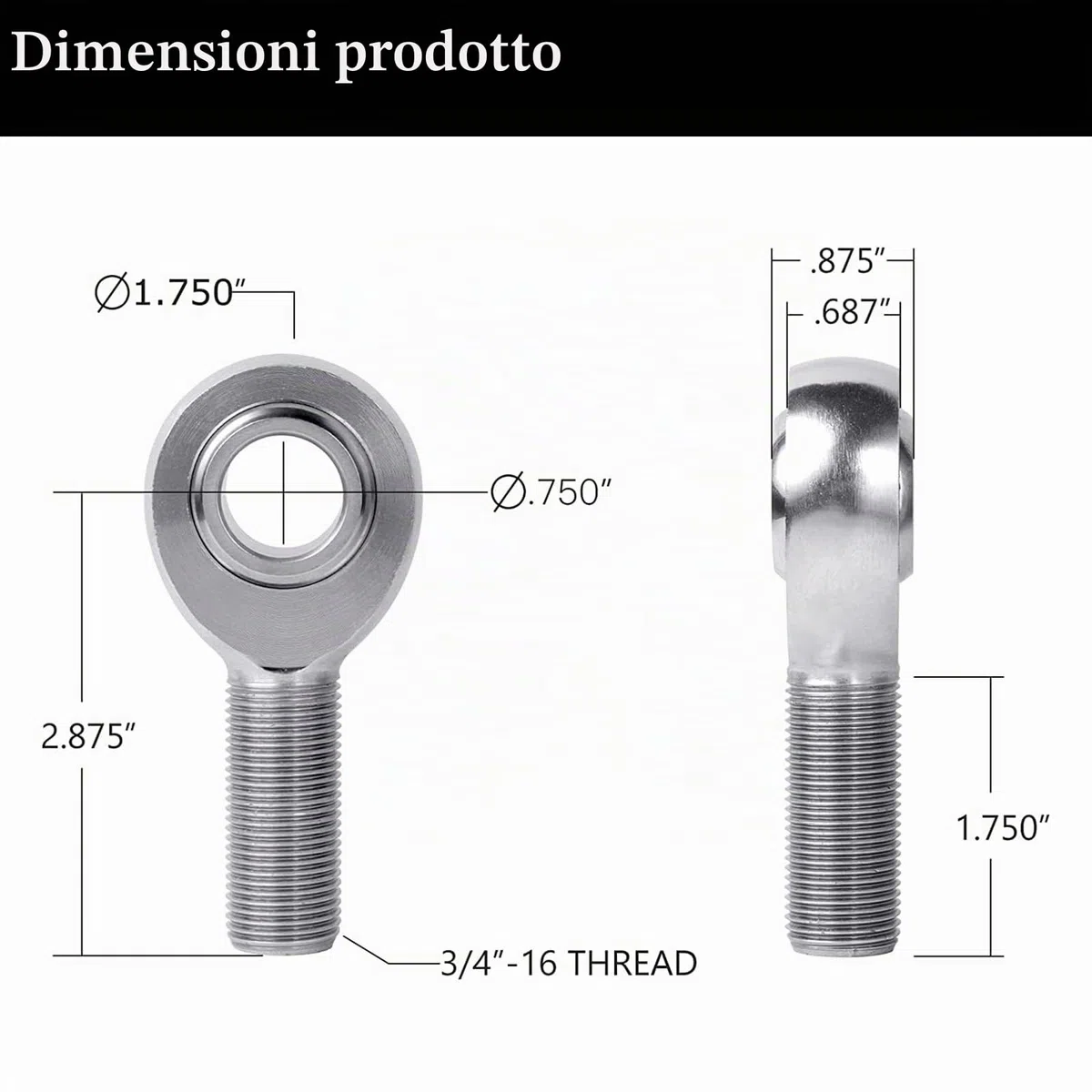 Kit di Estremità Asta con Giunti Heim da 3/4'', Giunti Chromoly da 750'' Kit Panhard Filettatura Destra e Sinistra (Confezione da 4)