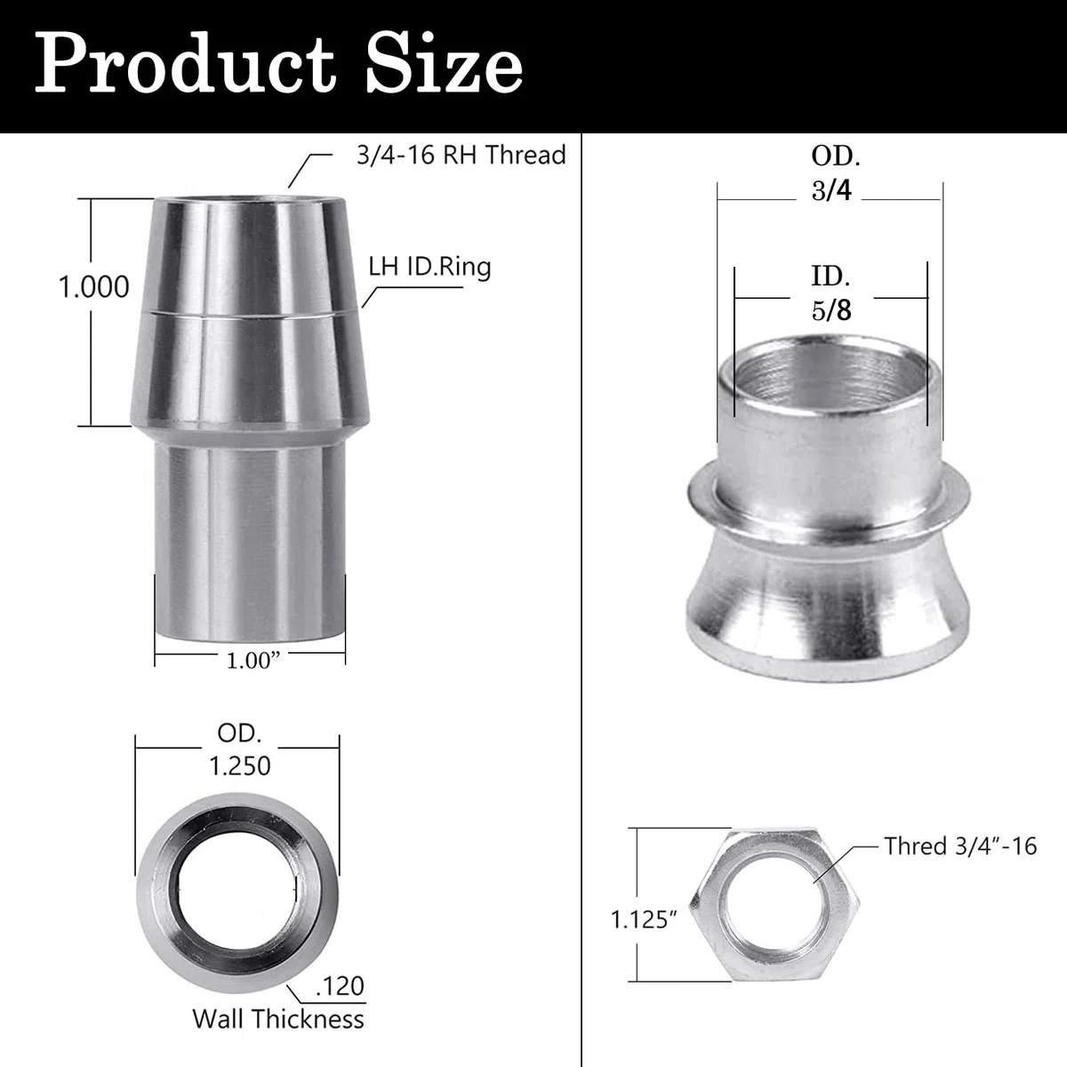 Kit di Estremità Asta con Giunti Heim da 3/4'', Giunti Chromoly da 750'' Kit Panhard Filettatura Destra e Sinistra (Confezione da 4)