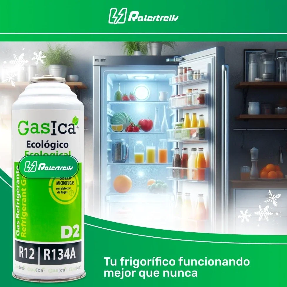 Confezione risparmio GASICA D2 (2 bottiglie da 226 Gr) Gas Refrigerante Ecologico Benzica D2 sostituto R12, R134A più tubo con chiave ricarica Gas